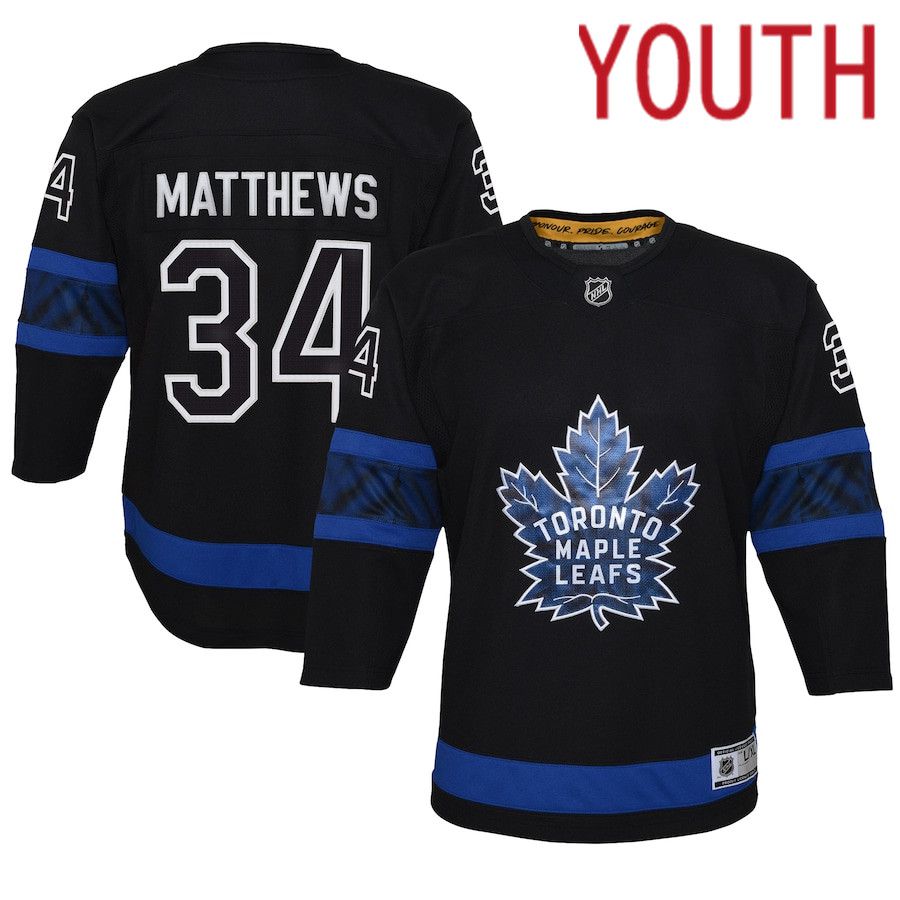 Youth Toronto Maple Leafs #34 Auston Matthews Black Alternate Premier Player NHL Jersey->toronto maple leafs->NHL Jersey